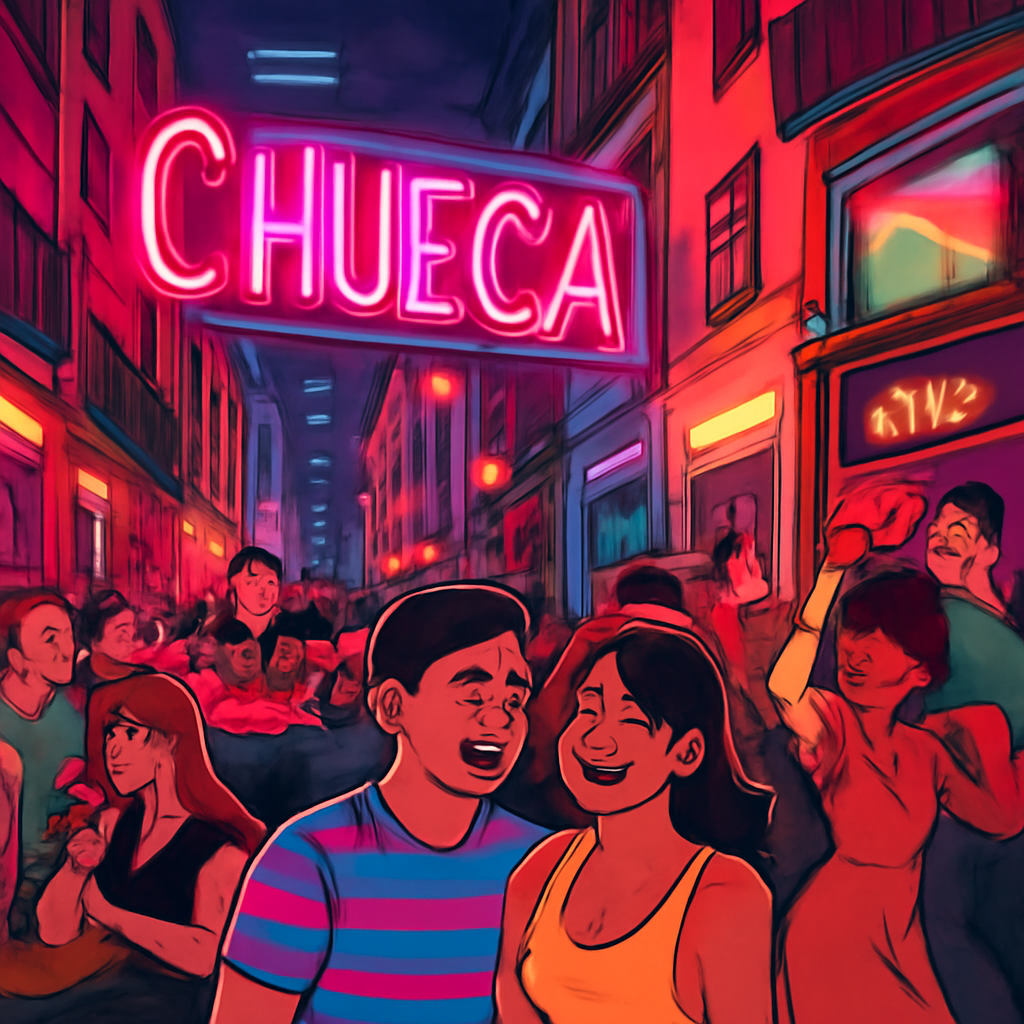Ambiente festivo en Chueca durante la noche