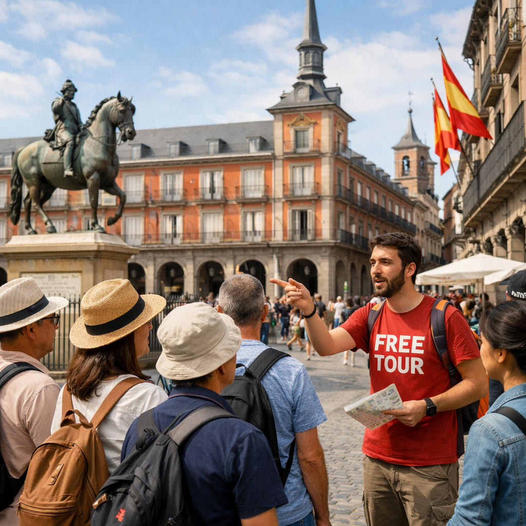 Grupo de turistas en un free tour por Madrid