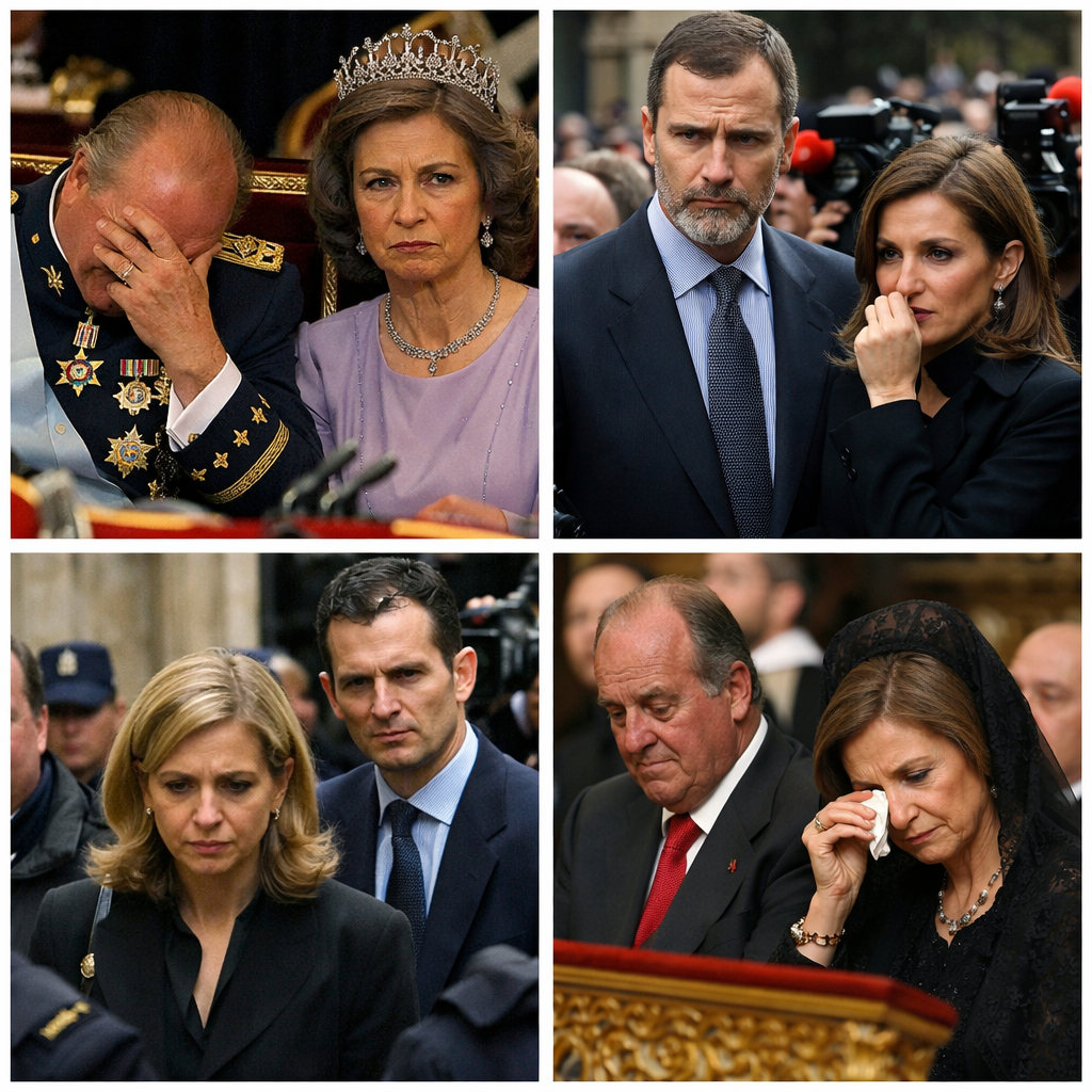 Retratos de la realeza española en eventos históricos.