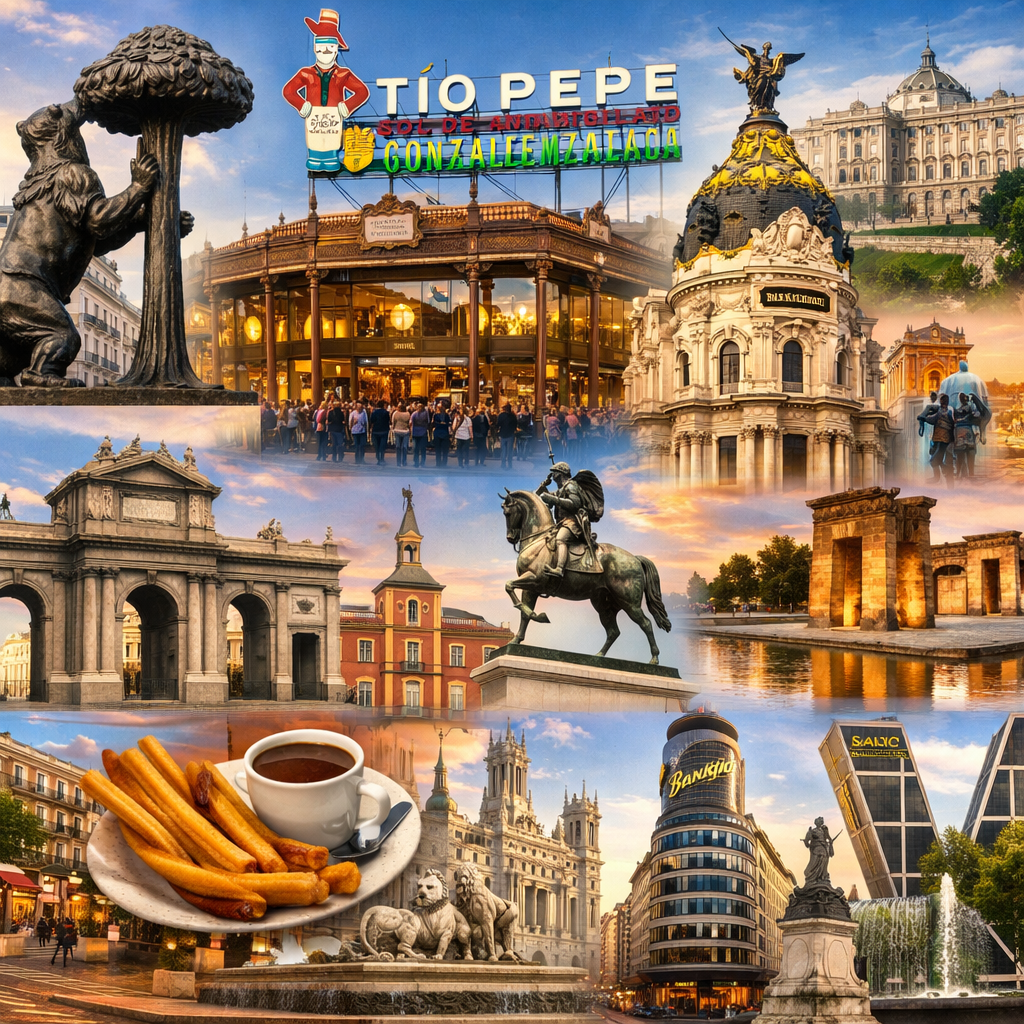 Collage de curiosidades de Madrid