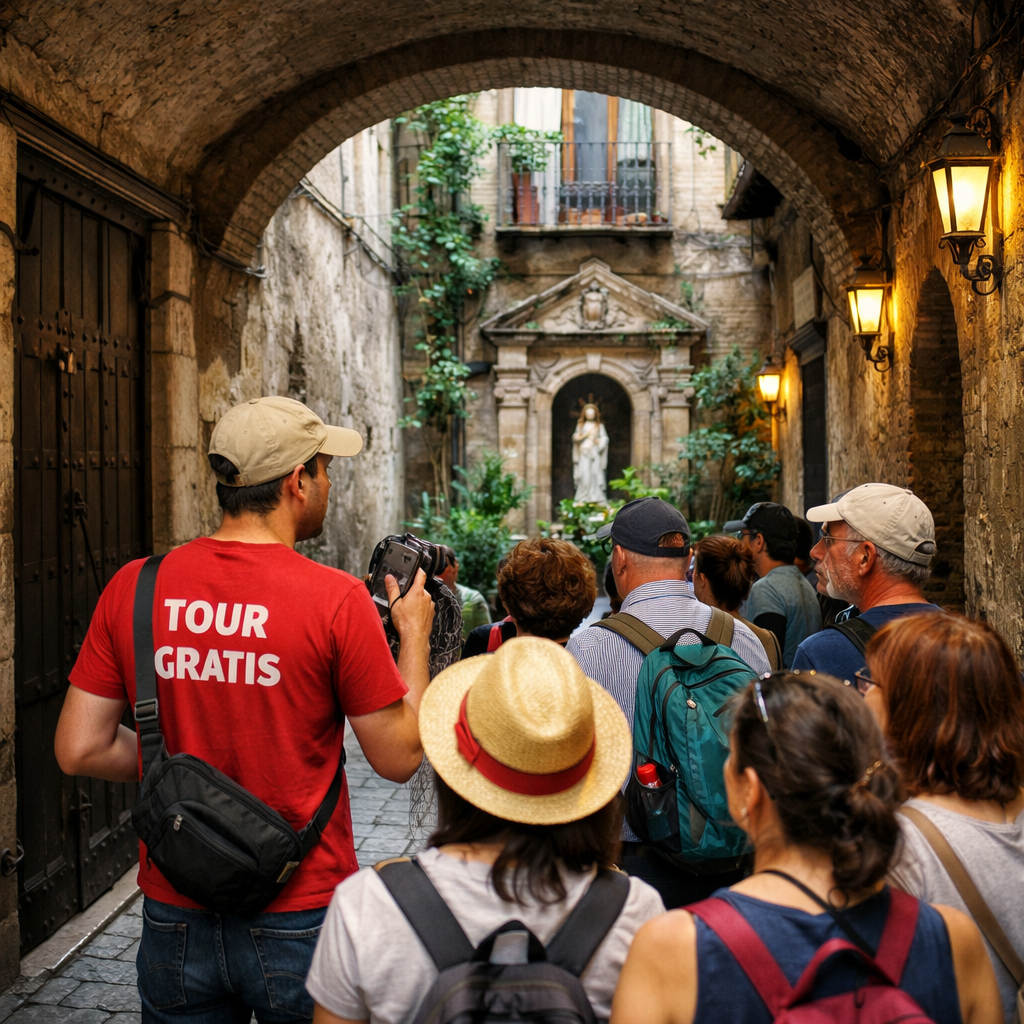 Grupo de viajeros en un free tour por rutas secretas en Madrid