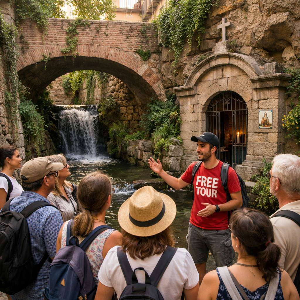 Grupo de personas en un free tour por un lugar alternativo en Madrid.