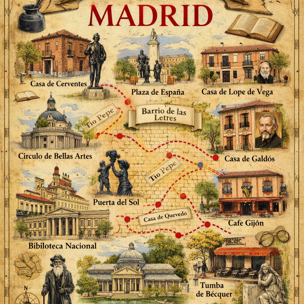 Mapa de rutas literarias en Madrid