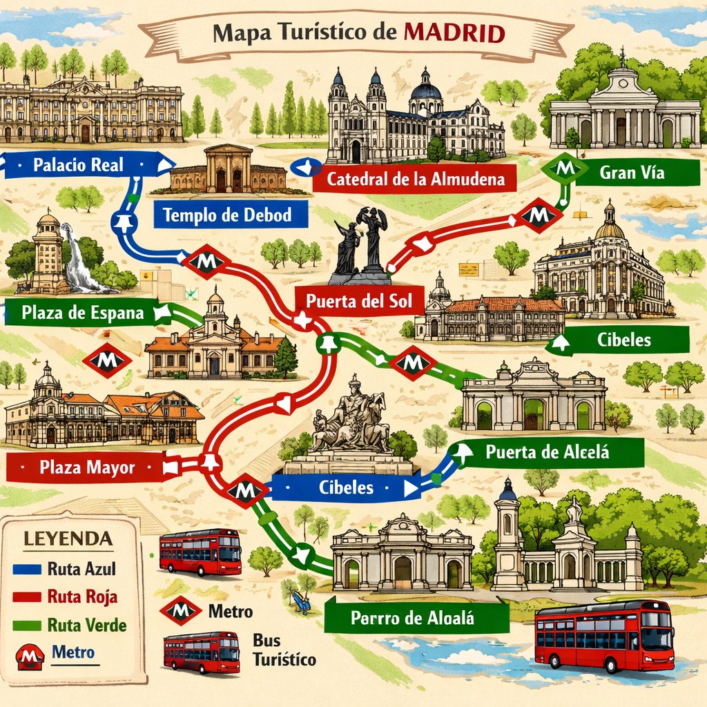 Mapa de itinerarios por Madrid