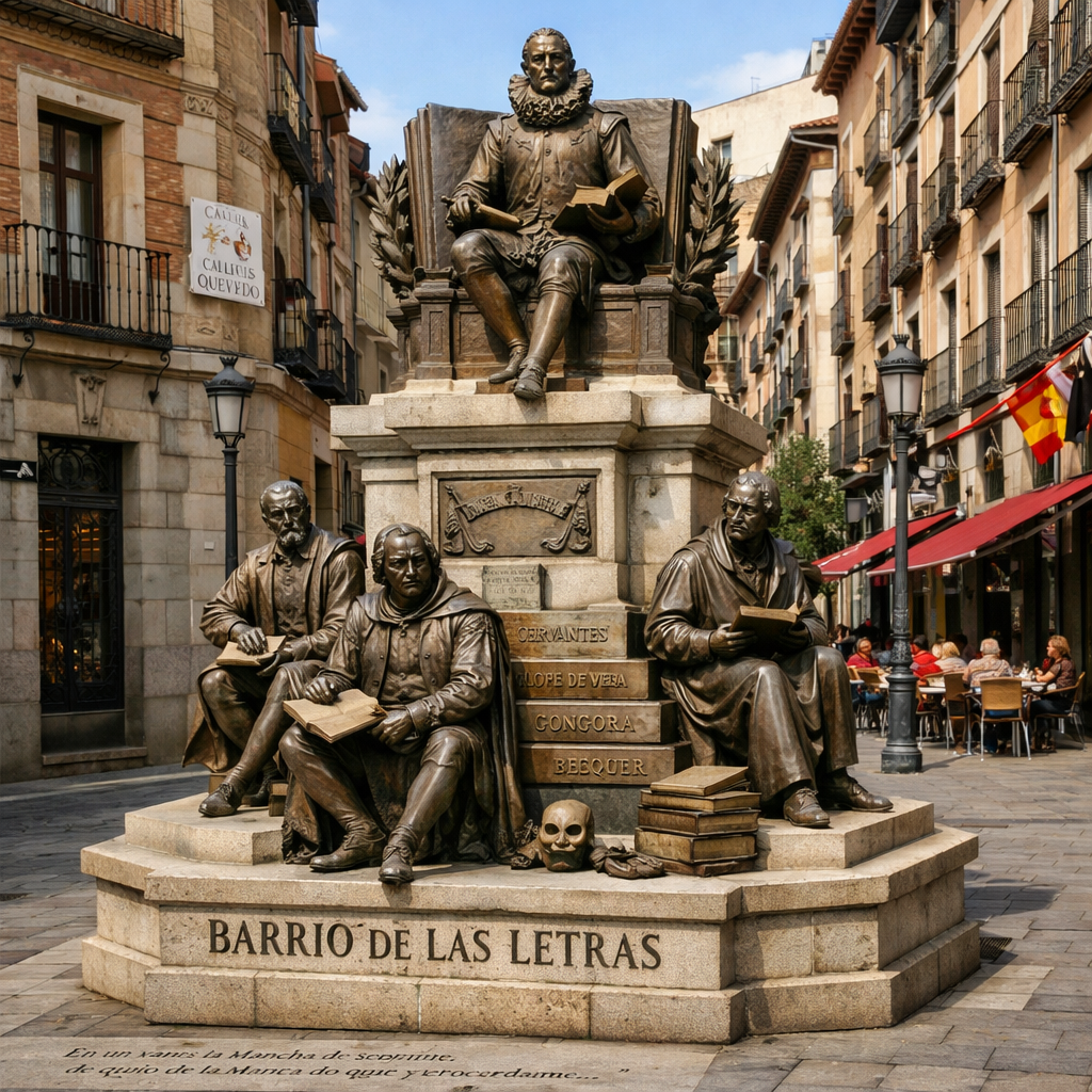Monumento en el Barrio de las Letras, Madrid, homenaje a la literatura