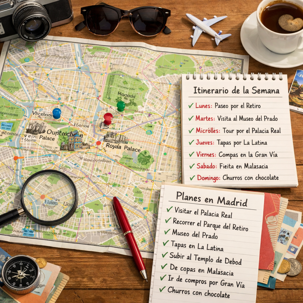 Mapa de Madrid con itinerarios de actividades